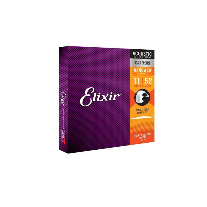 Elixir (11027) Nanoweb Custom Light Bronze 80/20 Nanoweb Strings