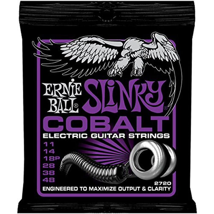 Ernie Ball 2720 Cobalt Power Slinky 11-48 String Set - Includes 6 Free Plectrums