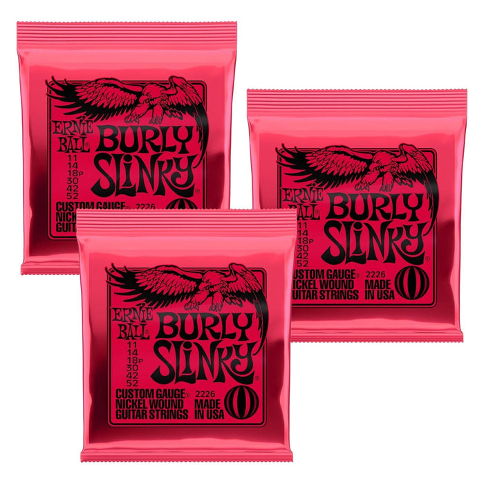 Ernie Ball 2226, 11-52 Burly Slinky Nickel Wound Electric Guitar Strings - 3 ...